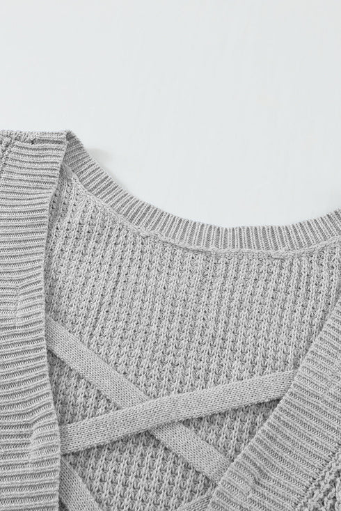Cross Back Hollow-Out Sweater
